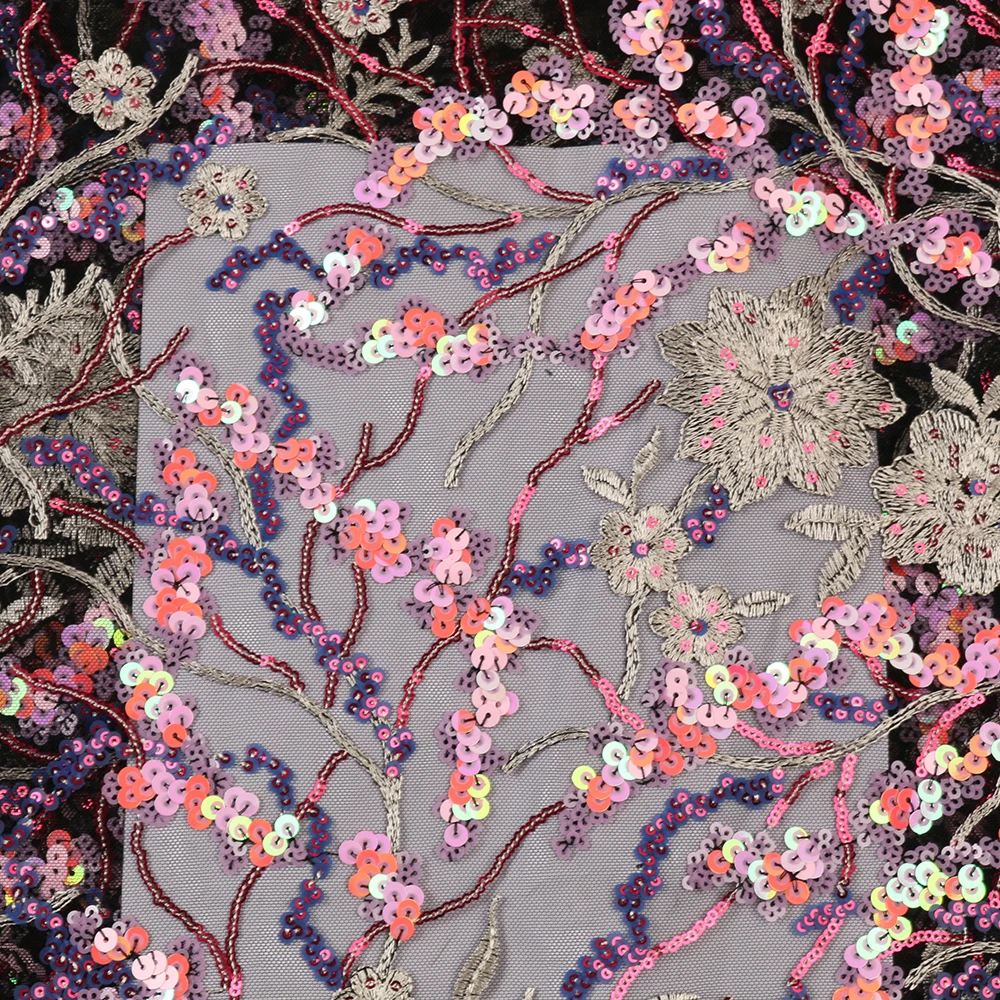 Nigerian Sequins Lace African Mesh Tulle Sequence Lace Fabric Lace For Wedding Dress