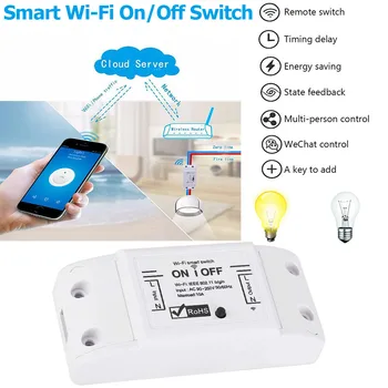 

Wireless Smart Light Switch Universal DIY Module 10A WiFi Remote Control Switch With Timer Compatible Alexa & Google D30