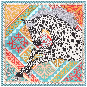 

New Hot Sale Women's Scarf Leopard Pegasus 130cm Twill Silk Scarf Shawl Scarf