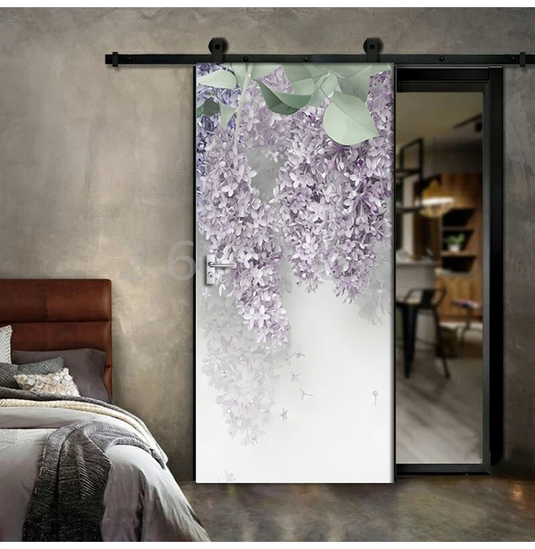 Wisteria Flower обои 3D наклейки на двери для гостиной спальни ПВХ самоклеющиеся водонепроницаемые съемные двери Фреска художественная наклейка