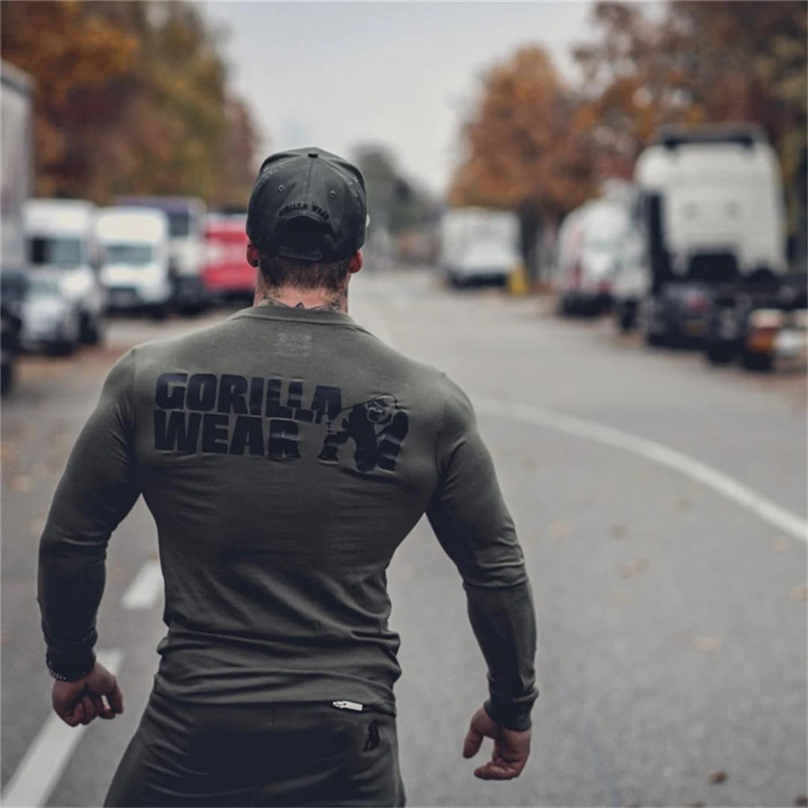 Мужские штаны для бега и тренировок приталенное с длинными рукавами футболка мужские спортивные тренажеры фитнес модная футболка мужские повседневные модные футболки топы