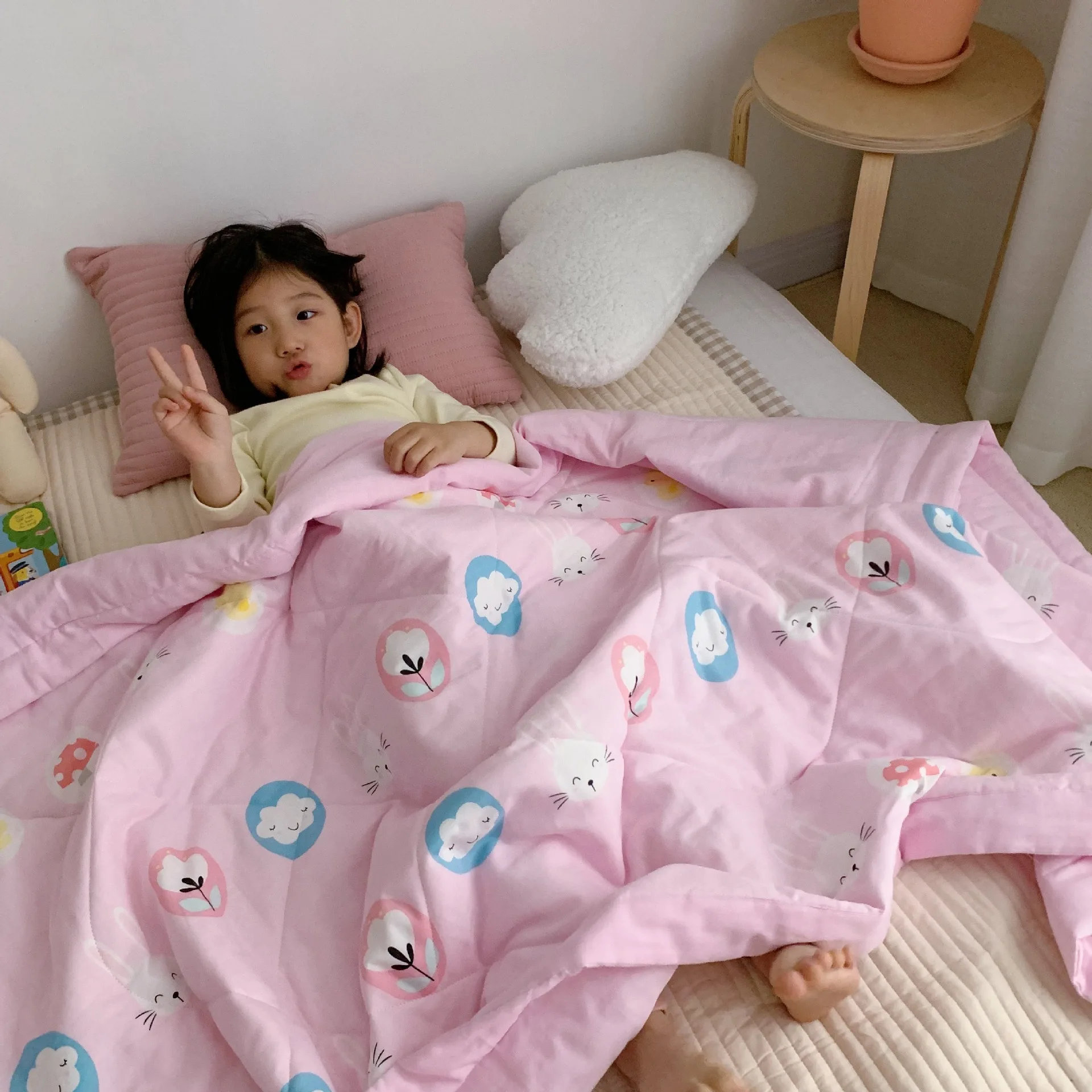 

Bed Sheet Pure Cotton Cartoon Printed shuang ceng sha Children Summer Blanket Cotton Yarn Airable Cover a Generation