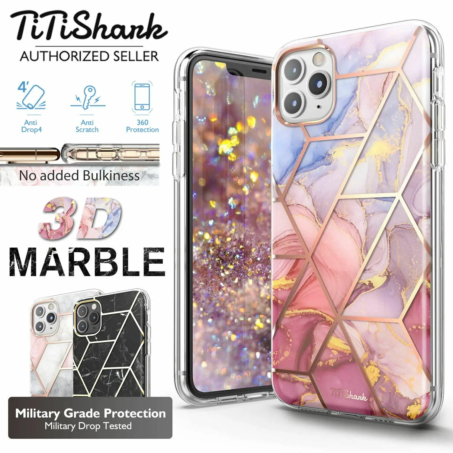 TITSHARK iPhone 11 Pro Max XR XS MAX 8 7 Plus чехол с прозрачным мраморным ударопрочным бампером и