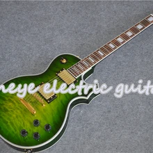 Зеленая стеганая китайская электрогитара DIY Гитарный комплект Левша гитара на заказ доступна жемчужная инкрустация Rosewood Fretboard