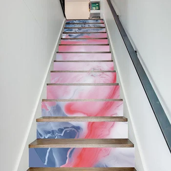 

Home Decor DIY Stair Print Pink Grey Environmental Protection Sticker Self Adhesive Art Paper for Living Room PVC Waterproof 3D