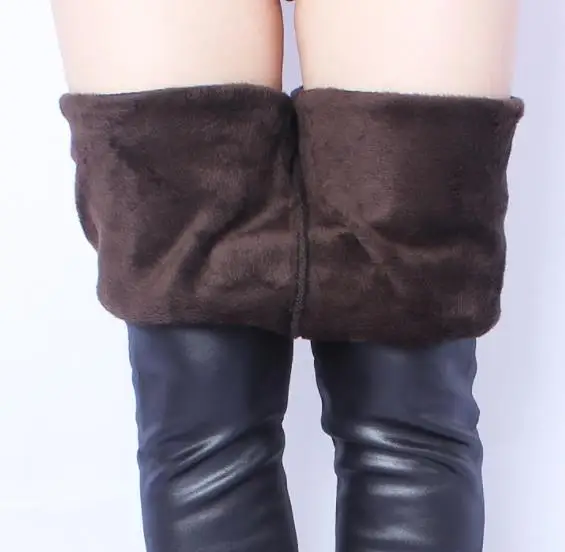 Clobee, женские брюки,, большие размеры, XL-6XL, зимние женские брюки, высокая талия, теплые, плюс толстый бархат, тонкие, тянущиеся, брюки-карандаш, J200 - Цвет: leather fur