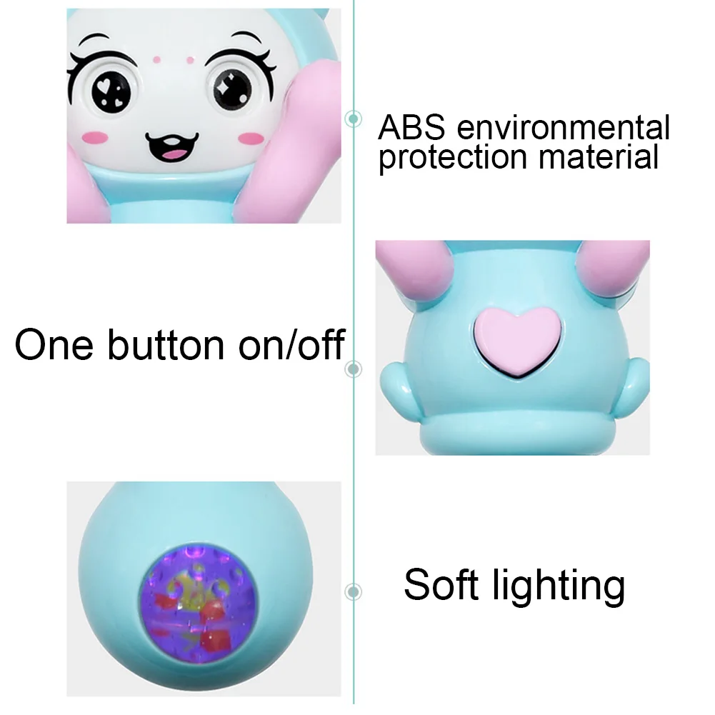 Cute Baby Hand Rattle Toy Hide Seek Face LED Glowing Music Hand Rattle Developmental Baby Educational 5