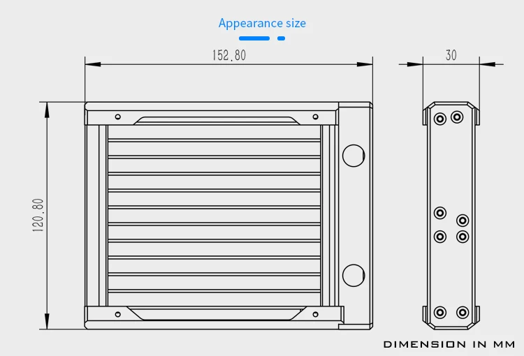 Barrowch FBCFRX, Chameleon Fish Modular 120/240/360/480mm Radiator With OLED Display, Acrylic/POM Inlet Module Suitable, For 120mm Fan  