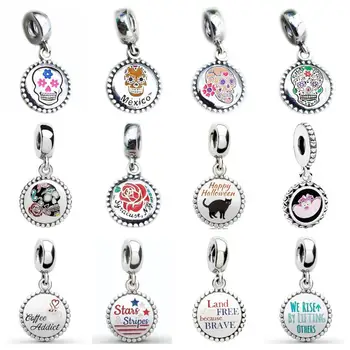 

Original 925 Sterling Silver Charm Dangle Beads with Original Engraved Skull Cat Pattern Fit for DIY Bracelet Women Jewelry Gift