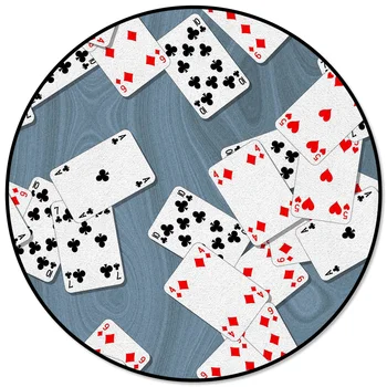 

Red Black Playing Card Square Pattern Rugs and Carpets for Home Living Room Round Rug for Children Rooms Non-slip