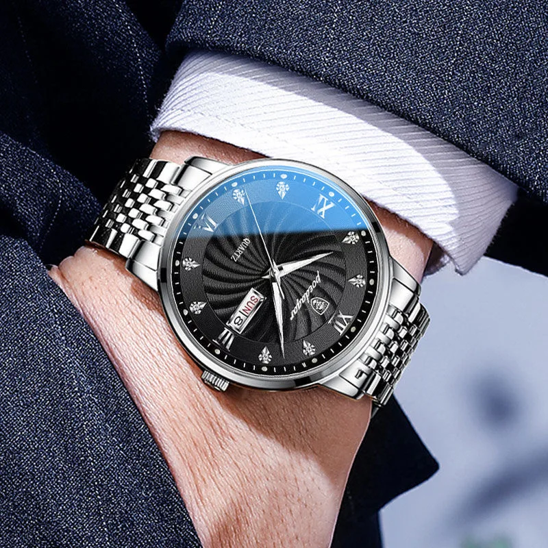 POEDAGAR 2022 Fashion Watch Men Stainless Steel Top Brand Luxury Waterproof Luminous Wristwatch Mens Watches Sports  Quartz Date 6
