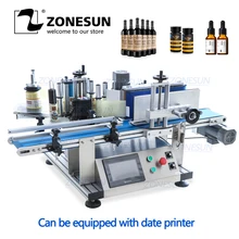 ZONESUN Автоматическая Этикетировочная машинка для круглых бутылок настольная клейкая наклейка этикетка банки пластиковые бутылки вина этикетка аппликатор