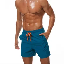 Брендовые пляжные шорты, мужские дышащие спортивные шорты для плавания, однотонные пляжные шорты с эластичной резинкой на талии, летние шорты для плавания