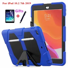 Для Apple ipad 10,2 7-го поколения A2200 A2198 A2232 с карандашом держатель планшета противоударный сверхпрочный бронированный чехол+ подарок