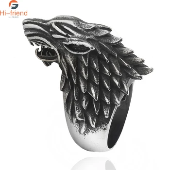 

20ps/lot high quality Game Of Thrones Rings Ice Wolf House Stark Of Winterfell Biker Animal Ring Fashion Jewelry Wholesale