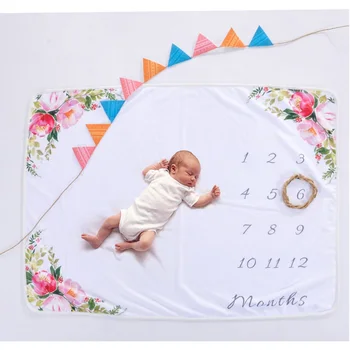 

0-12 Month Newborn Baby Milestone Photo Blanket Month Growth Record Wrap Towel Photo Blanket