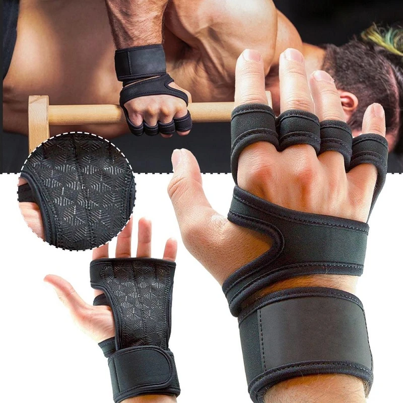 WeightLifting Training For Women Men Fitness Gym Hand Palm Protector With Wrist Wrap Support Workout Bodybuilding Gloves Mittens mens waterproof gloves