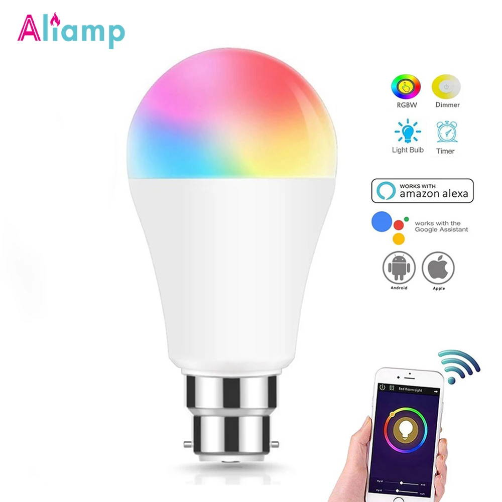 Умные светодиодные светильник пы WiFi B22 12 Вт равноценно 90 лампа A60 RGB + холодный
