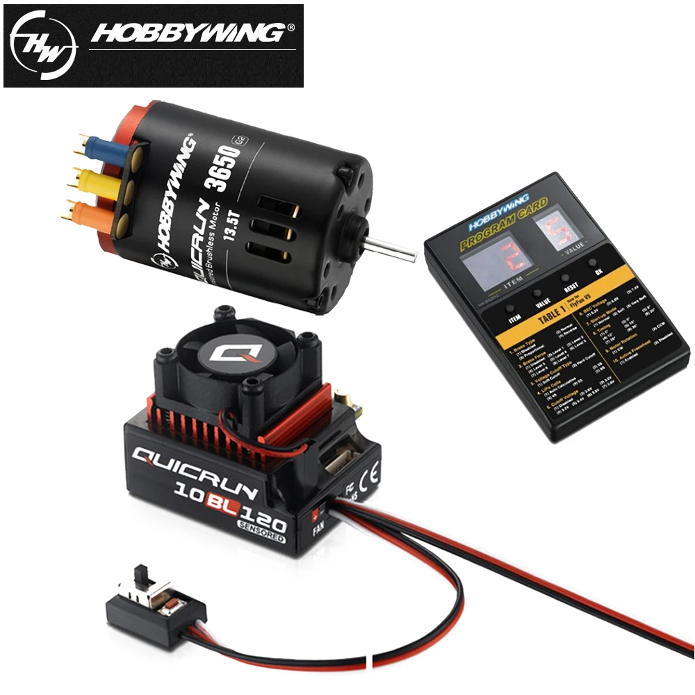 HobbyWing QuicRun 3650 G2 Brushless Moter With10BL120 120A ESC+LED Program For RC 1/10 Car