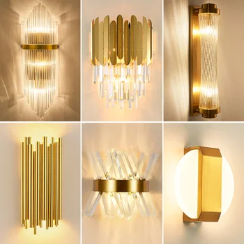 

Modern Led Indoor Wall Lamps For Bedroom Bedsid Livingroom Decoration LED Wall Sconce Bathroom Home Lighting Golden Wall Light