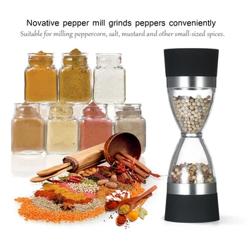

New Portable 2in1 Manual Pepper Grinder Mill Peppercorn Salt Mill with Adjustable Coarseness Kitchen Spice Seasoning Grinding To