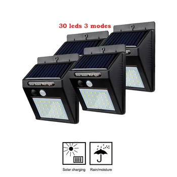 

2/4PCS newest 3modes Solar Power Sensing Lamp Indoor Outdoor Waterproof Garden Courtyard Human Body Sensing Wall Light 30 LED 50