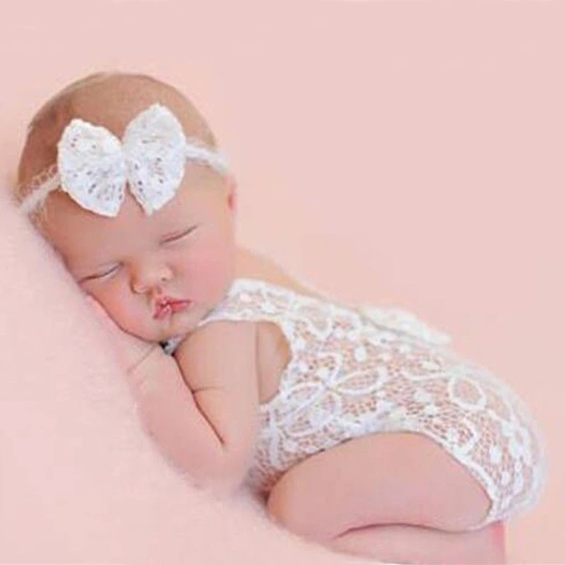 Newborn Photography Props Newest Baby Product Studio Accessories Lace Romper Back Tie Girls Outfit Gift Photo | Детская одежда и
