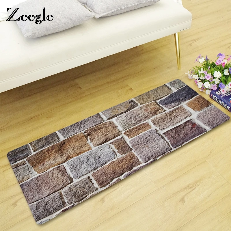 Zeegle Stone Printed Balcony Table Chair Rug Kitchen Mat Doormat Anti-slip Floor Mat For Living Room Bedroom Carpet Bedside Rugs