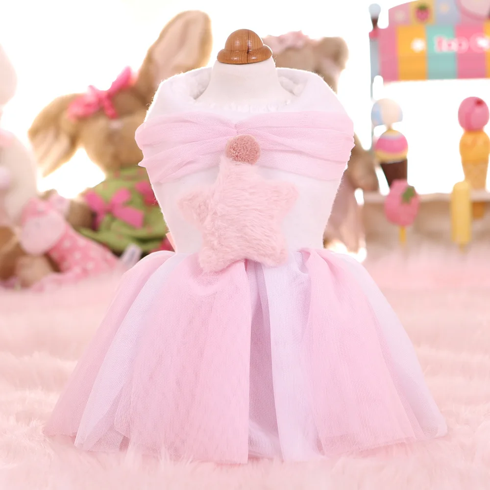 

Autumn and Winter Newest Little Fairy Plus Velvet Dog Dresses Pink Blue Colors Xs-xl Sizes Pet Dresses Dog Clothes for Girls