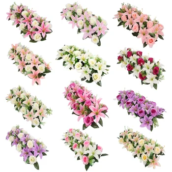 

Artificial flower row arch flower wall lily arch high imitation rose DIY wedding road lead party Christmas decor High-grade silk