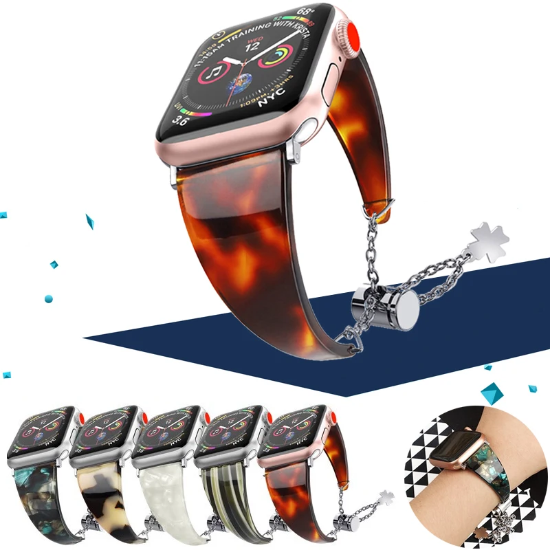 

Resin Strap For Apple Watch Bands 42/44/40/38mm Stainless Steel Bracelet Sport Loop For iwatch Series 5/4/3/2/1 smart watch band