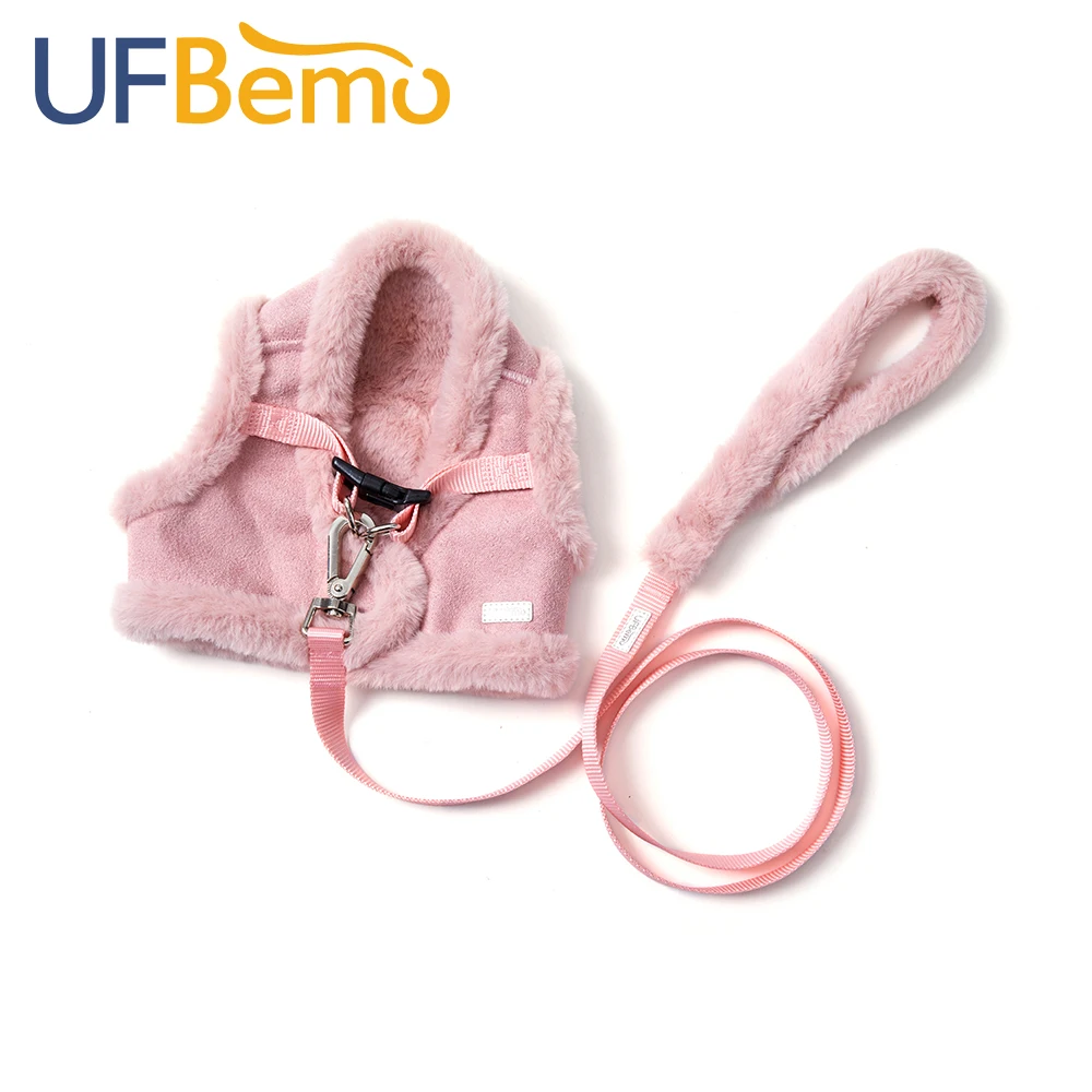 UFBemo поводок для собак, набор поводков, товары для домашних животных, теплая одежда для кошек, щенков, поводок для маленьких собак, зимние Роскошные товары для домашних животных, розовый, серый