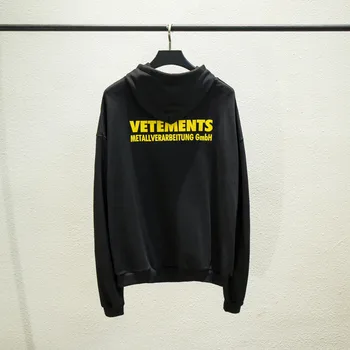 

New Vetements Hoodie Men Women 1:1 High-Quality Metallverarbeitung Gmbh Yellow letter pullover Vetements hoodie