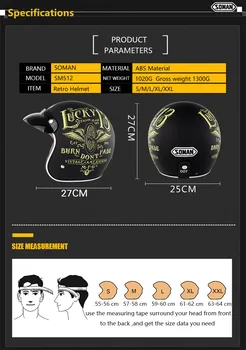 

Retro Vintage Captain America 3/4 Helmet DOT Chopper Half Face Motorcycle Helmets Cacapete casco moto For Soman SM512