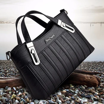 

Elegant Lady Shoulder Bag Solid Color Intellectual Young Woman Handbag Simple Big Bag PU Leather Soft