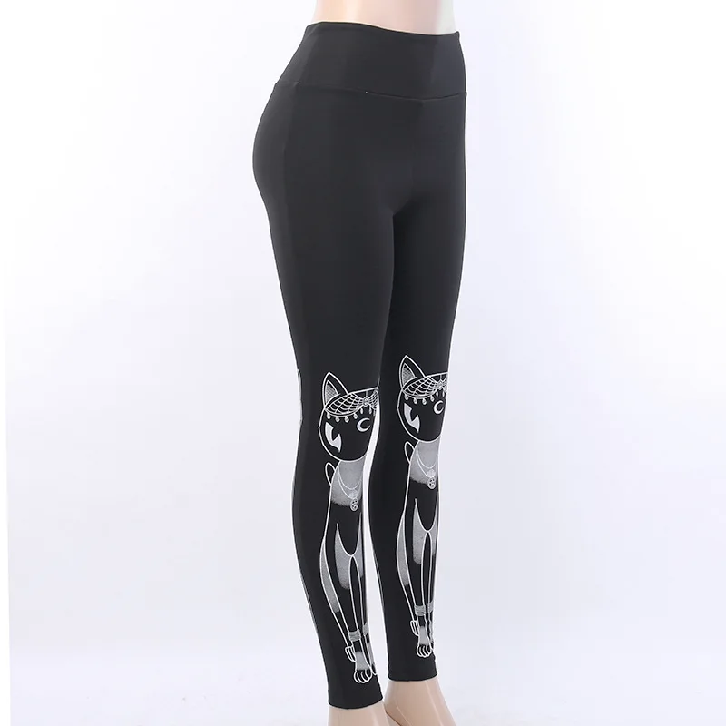 Gothic Sport Gym Leggings Women High Elastic Fitness Plus Size Ladies High Waist Legging Skinny Punk Print Cat Autumn Boot Pants