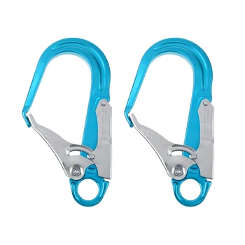 

2 Pieces 25KN Fall Protection Rebar Hooks Snap Clip Carabiner for Climbing Rescue Caving Tree Arborist Safety Lanyard Anchoring