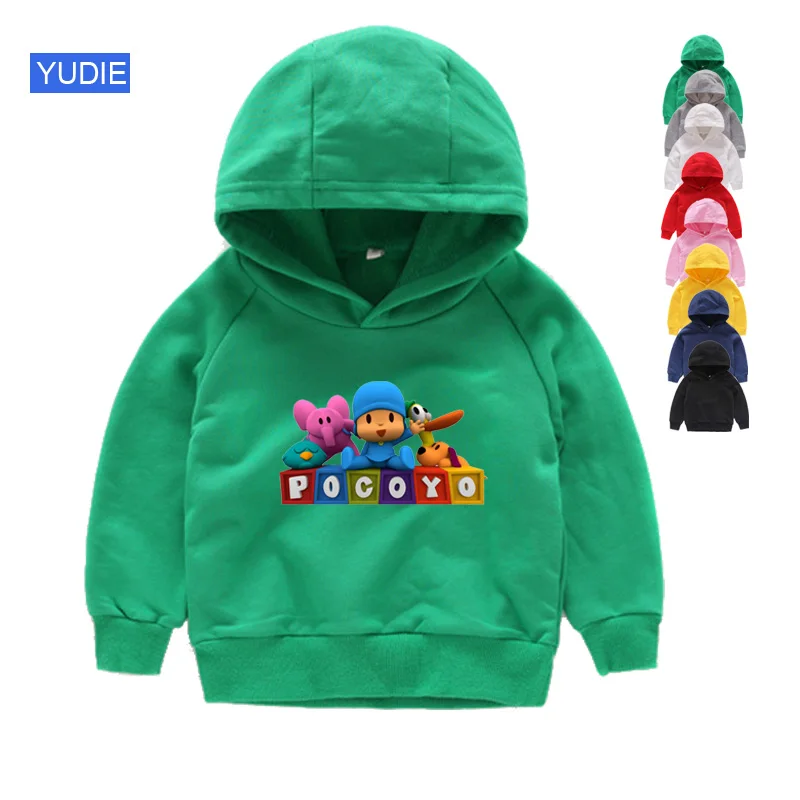Детские толстовки с капюшоном pocoyo/Детские свитшоты с героями мультфильмов хлопковый пуловер для малышей весенняя одежда для мальчиков и девочек детский хлопковый топ для маленьких мальчиков