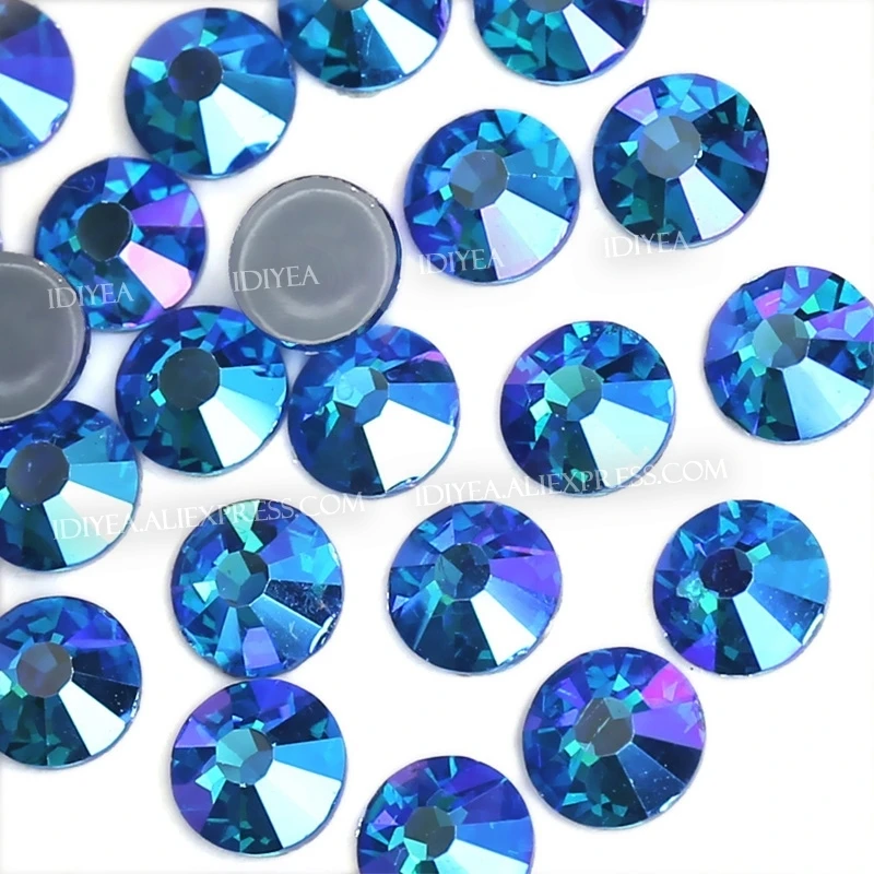 Blue Ab Glass Hot Fix Rhinestone Strass Crystal Hotfix Diy Aliexpress