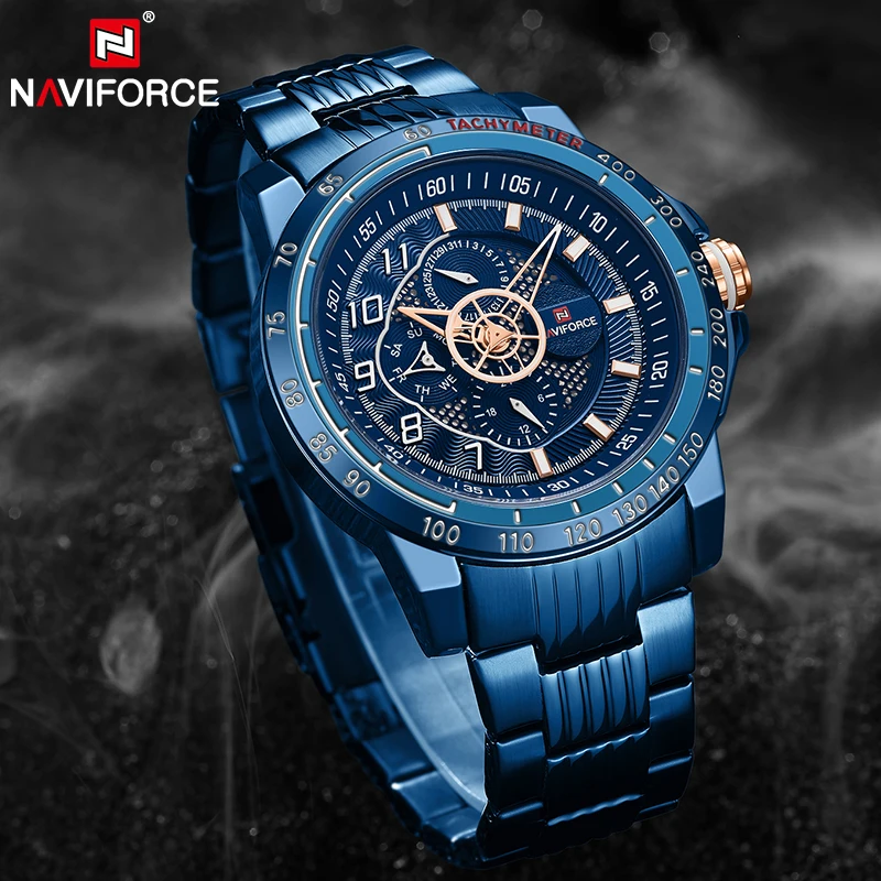 NAVIFORCE Топ бренд часы для мужчин s Нержавеющая сталь роскошные золотые для мужчин бизнес платье наручные часы водонепроницаемый часы Relogio Masculino