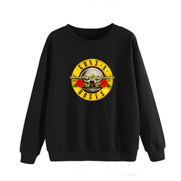 Guns n roses, негабаритный свитер для женщин, свитер с капюшоном, Женский пуловер, осенняя одежда, черный, harajuku, большой размер