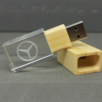 

New creative Custom 3D LOGO Wooden Wood Crystal USB 2.0 Memory Flash Stick Pen Drive 4GB 8GB 16GB 32GB wedding gift thumb drive