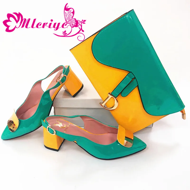 

New Arrival Woman Shoes With Matching Bags Set African Rhinestone High Heels 5CM Shoes And Matching Bag Set For Party