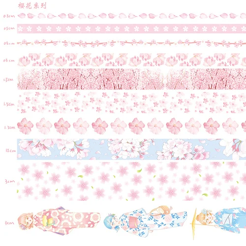 Cherry blossoms ROWBOE милые канцелярские принадлежности ручка для девочек лента ручка материал и бумажная лента набор маленькие классные наклейки kawaii поставки - Цвет: Cherry blossoms