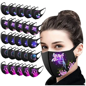 

Mascarilla 25pcs Adult's Black Face Mask Fashion Mouth Mask Prints Face Masks Washable Earloop Mask Mouth Caps Washable