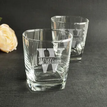 

Personalized Whiskey Glasses Custom Whiskey Glasses Rocks Glass Engraved Monogram Wedding Gift Husband Gift Graduation Gift