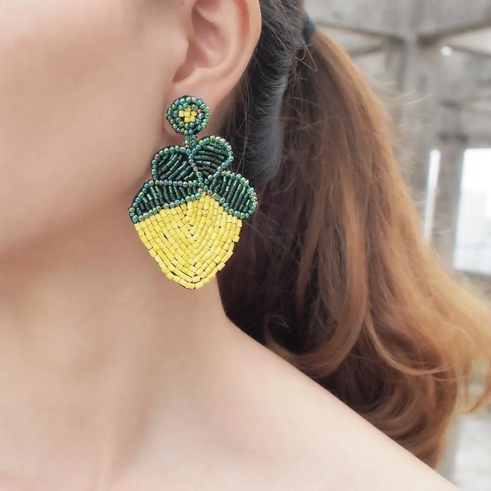 

MANILAI Trendy Handmade Earrings for Women Wedding Beaded Flowers Drop Dangle Earrings Party Jewelry Accessories