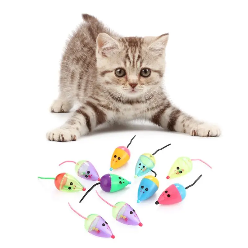 10 Pcs/set Funny Cat Toy Color Plastic Little Mouse Cute Cats