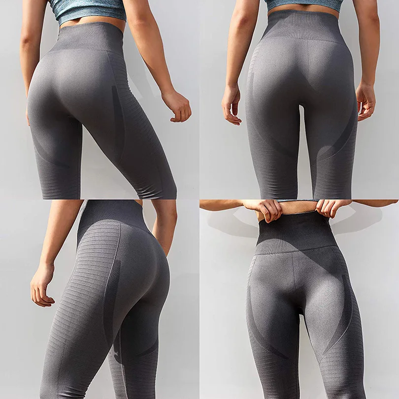 INDJXND Women High Waist Workout Stretchy Leggings Gym Spandex Seamless Tummy Control Pants High Waist Sport Leggings Running