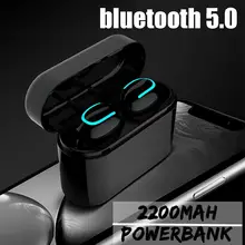 Мини bluetooth 5,0 наушники TWS Беспроводная стереогарнитура водонепроницаемые спортивные наушники-вкладыши один/двойные наушники 1200/2200 мАч Внешний аккумулятор